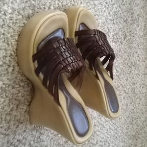 Brown and tan wedges